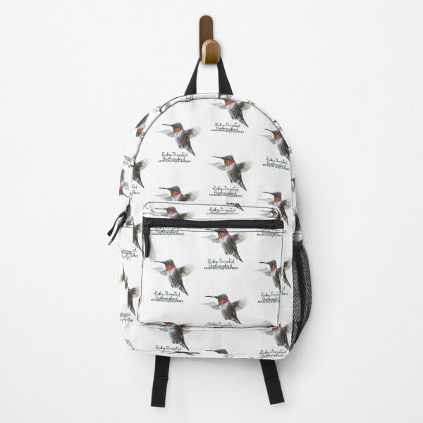 Item preview, Ruby-Throated Hummingbird Drawing with Latin Name Label designed and sold by Heather Barker.