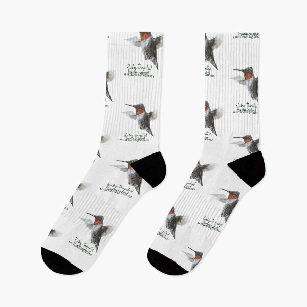 Item preview, Ruby-Throated Hummingbird Drawing with Latin Name Label designed and sold by Heather Barker.