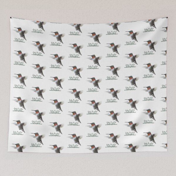 Item preview, Ruby-Throated Hummingbird Drawing with Latin Name Label designed and sold by Heather Barker.