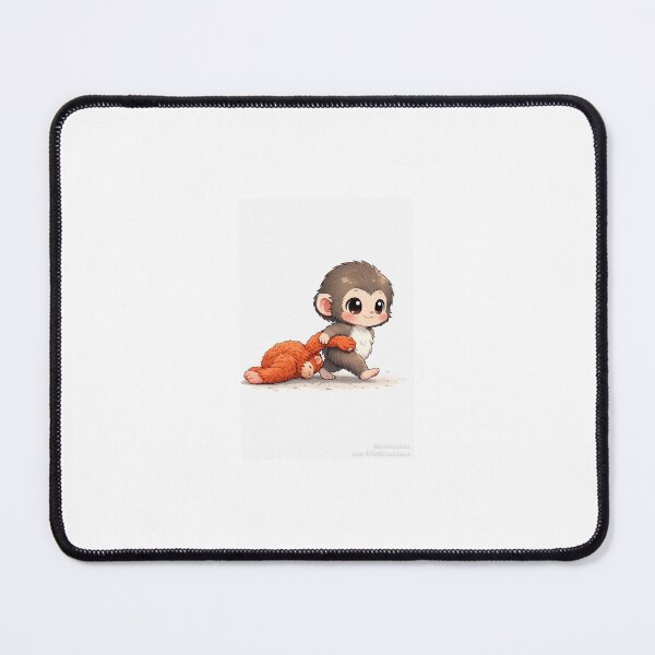 Item preview, Cute Baby Monkey with Toy | Adorable Cartoon Animal Illustration designed and sold by GrimNest.