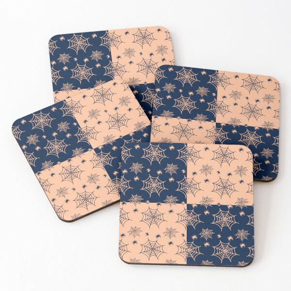 Item preview, Dark blue and apricot interchange web pattern designed and sold by serenebookworm.