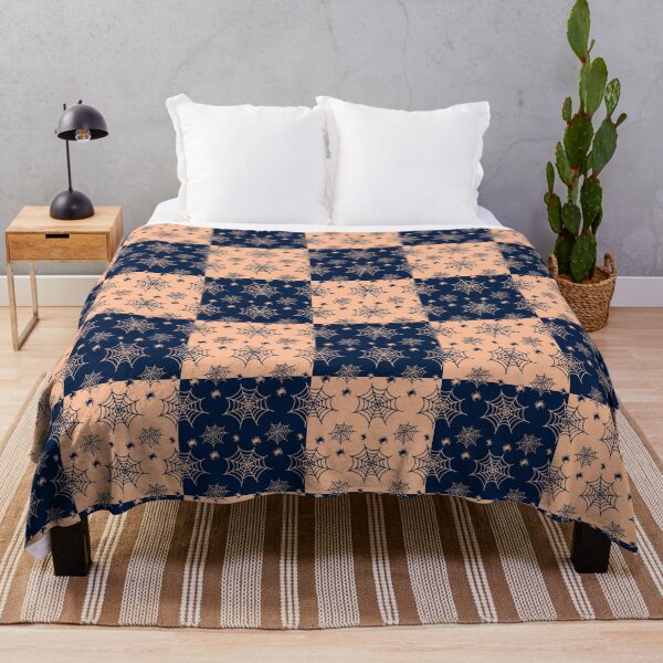 Item preview, Dark blue and apricot interchange web pattern designed and sold by serenebookworm.