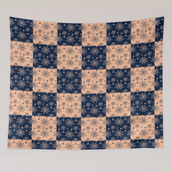 Item preview, Dark blue and apricot interchange web pattern designed and sold by serenebookworm.