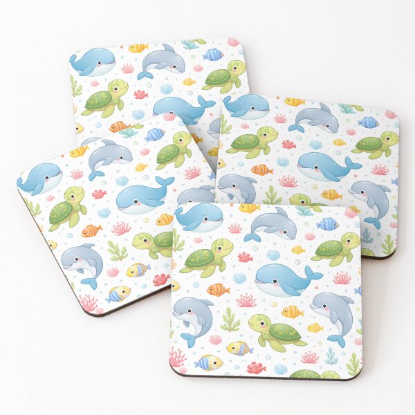 Item preview, Cute Ocean Animals Seamless Pattern | Whale, Dolphin & Turtle Design | Nursery Print for Fabric & Kids Decor designed and sold by OpenDreamArts.