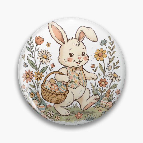 Item preview, Vintage Easter Bunny Retro 70s Egg Hunt Design designed and sold by urbinet.