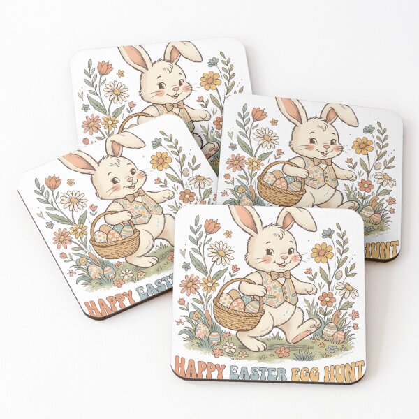 Item preview, Vintage Easter Bunny Retro 70s Egg Hunt Design designed and sold by urbinet.