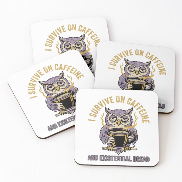 Item preview, I Survive on Caffeine and Existential Dread Owl designed and sold by DigitalGremlin.