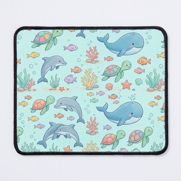 Item preview, Seamless Sea Animal Pattern | Cute Whale Dolphin Turtle Print | Pastel Ocean Design for Kids & Baby Products designed and sold by OpenDreamArts.