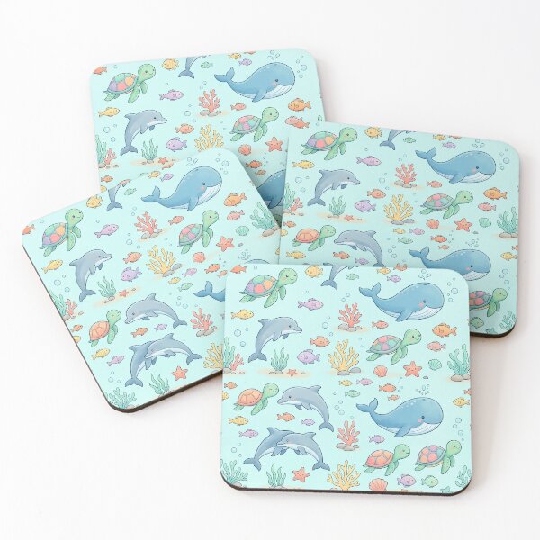 Item preview, Seamless Sea Animal Pattern | Cute Whale Dolphin Turtle Print | Pastel Ocean Design for Kids & Baby Products designed and sold by OpenDreamArts.