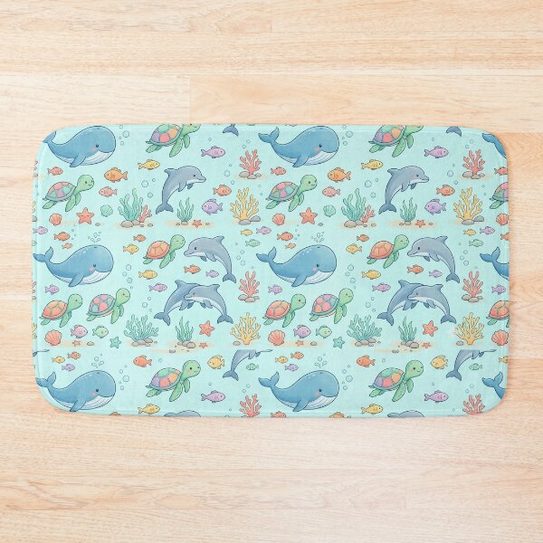 Item preview, Seamless Sea Animal Pattern | Cute Whale Dolphin Turtle Print | Pastel Ocean Design for Kids & Baby Products designed and sold by OpenDreamArts.