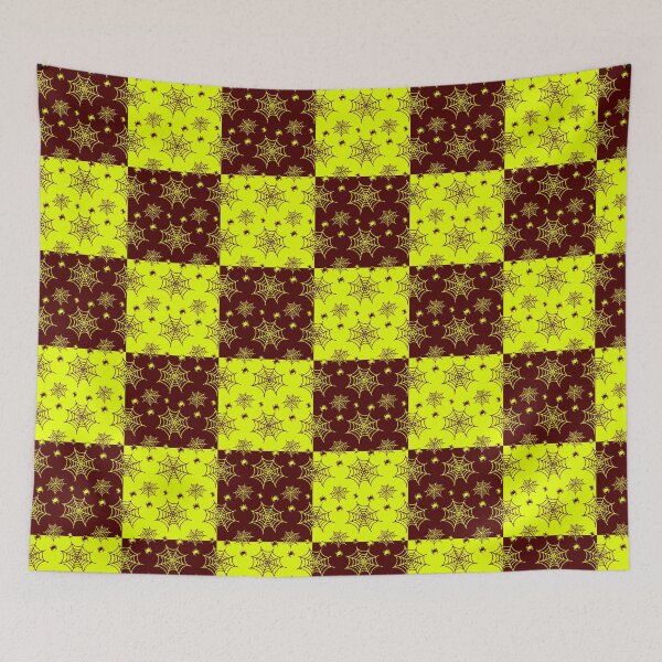 Item preview, Vivid yellow and dark red interchange web pattern designed and sold by serenebookworm.