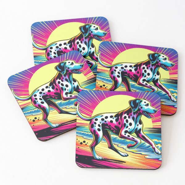 Item preview, Pop Art Dalmatian – Neon Sunset Run designed and sold by Dogandesighn.