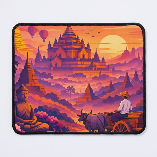 Item preview, Bagan Myanmar Sunset Travel Poste designed and sold by MatthewHeights.