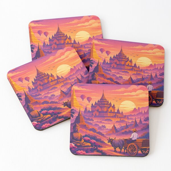 Item preview, Bagan Myanmar Sunset Travel Poste designed and sold by MatthewHeights.