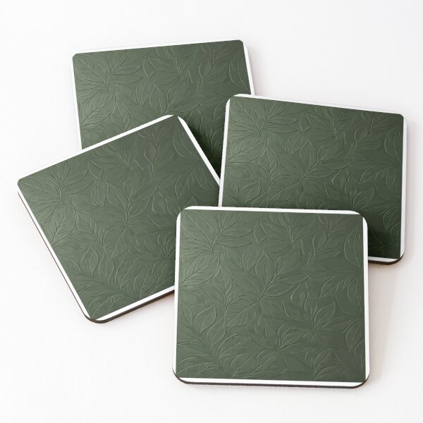Item preview, Embossed Botanical Leaf Relief in Deep Green designed and sold by RidaSalArt.