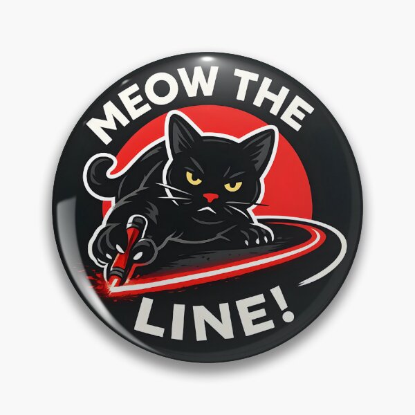 Item preview, Meow the Line! Black Cat Protest Sticker – Funny “Draw the Line” Anti-Fascist Kitty with Red Circle Humor   designed and sold by WAUZ.