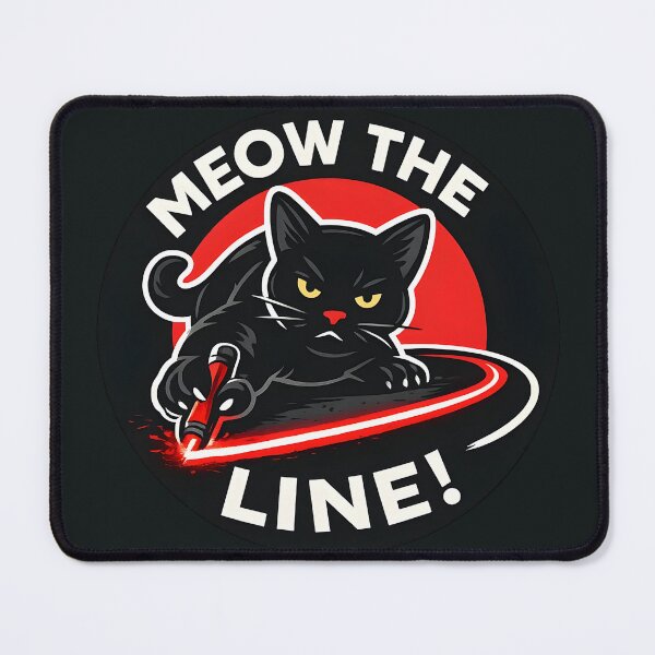 Item preview, Meow the Line! Black Cat Protest Sticker – Funny “Draw the Line” Anti-Fascist Kitty with Red Circle Humor   designed and sold by WAUZ.