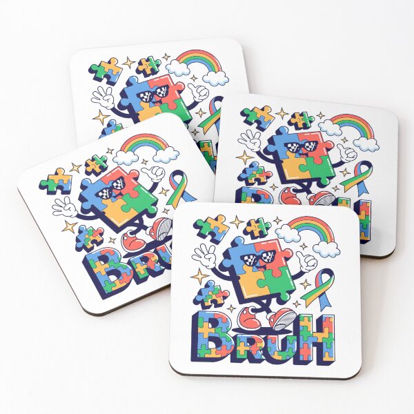 Item preview, Retro Bruh Autism Awareness – Cool Puzzle Piece Character Neurodiversity – Kids & Adult Autism Acceptance designed and sold by pixelspaperslab.