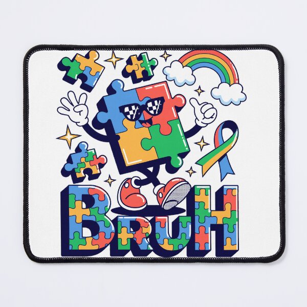 Item preview, Retro Bruh Autism Awareness – Cool Puzzle Piece Character Neurodiversity – Kids & Adult Autism Acceptance designed and sold by pixelspaperslab.