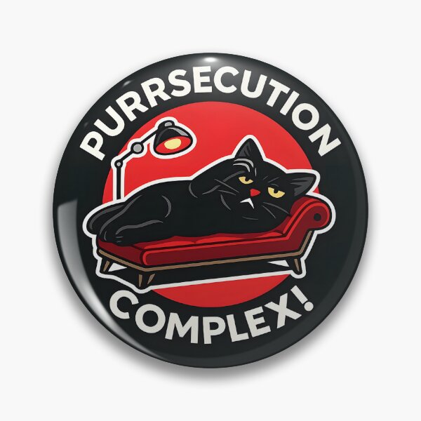 Item preview, Purrsecution Complex Sticker – Dramatic Black Cat Therapy Anti-Fascist Humor with Red Circle   designed and sold by WAUZ.