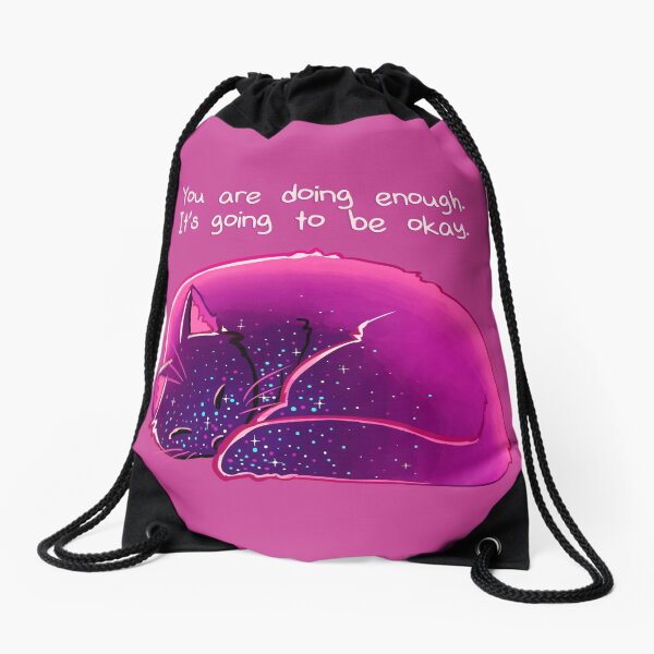 "You Are Doing Enough" Cat Drawstring Bag