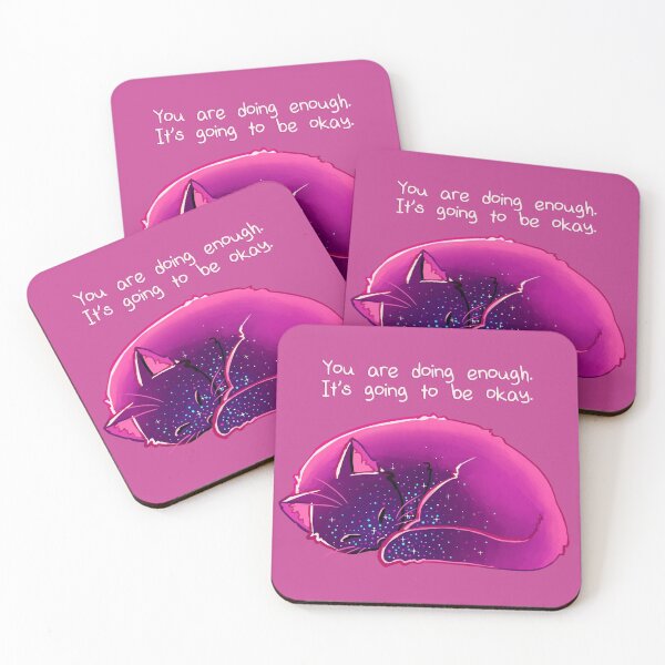 "You Are Doing Enough" Cat Coasters (Set of 4)