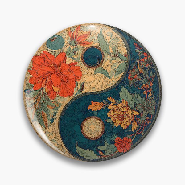 Item preview, Yin Yang Floral in Teal and Coral designed and sold by Tomasso76.
