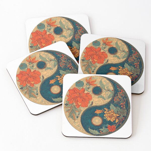 Item preview, Yin Yang Floral in Teal and Coral designed and sold by Tomasso76.