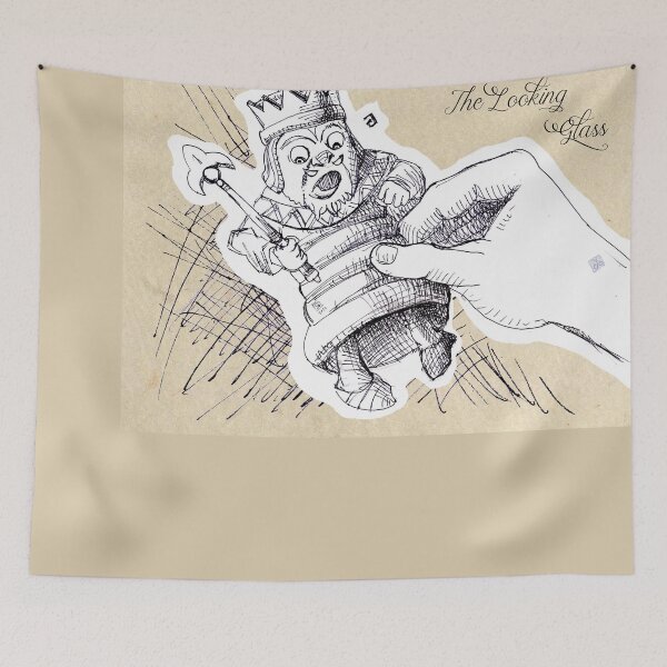 Item preview, Alice Through the Looking-Glass - Alice with White King in Her Hand (ink drawing by ACCI) designed and sold by VanyssaGraphics.