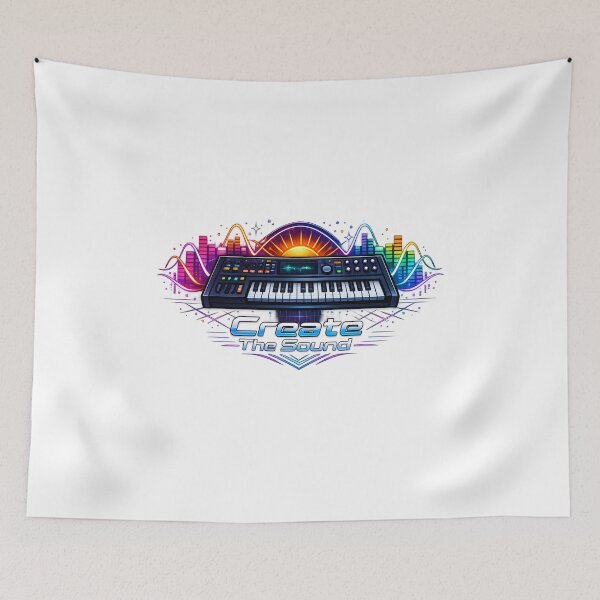 Item preview, Retro Synthwave Music Producer Keyboard - Create The Sound designed and sold by shemodas.
