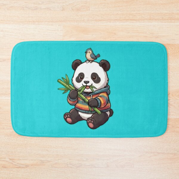 Item preview, Kawaii Panda with Bird & Bamboo - Chibi Art Style designed and sold by WalterAdd.