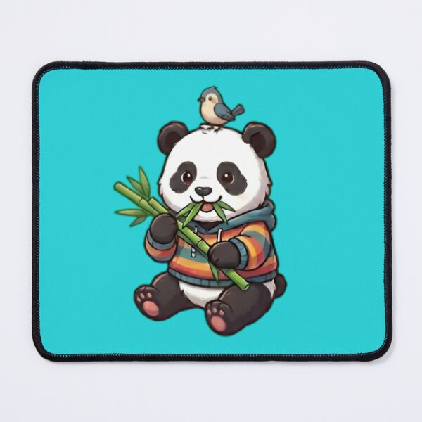 Item preview, Kawaii Panda with Bird & Bamboo - Chibi Art Style designed and sold by WalterAdd.