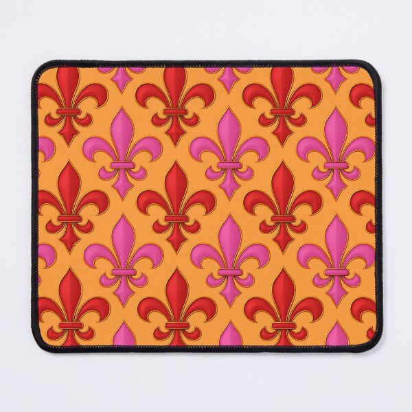 Item preview, Red Pink Fleur-de-lis Design On Orange Background  designed and sold by PatternTitan.