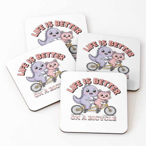 Item preview, Kawaii Dino and Cat Life Is Better on a bicycle designed and sold by CeliaZnx.
