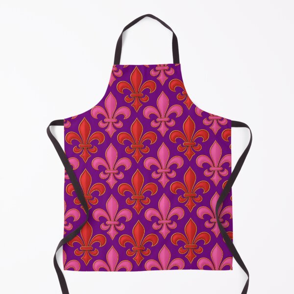 Item preview, Red Pink Fleur-de-lis Design On Purple Background designed and sold by PatternTitan.