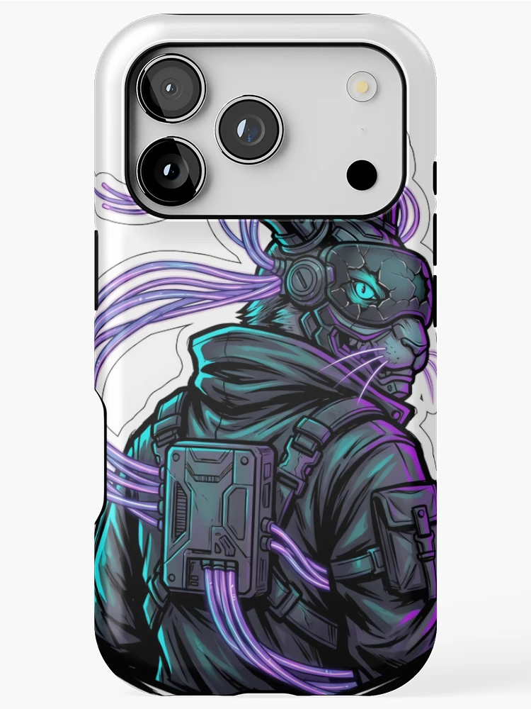 Thumbnail 1 of 4, iPhone Case, Agile Cyber Rabbit Digital Ink designed and sold by Ink-Silicon.