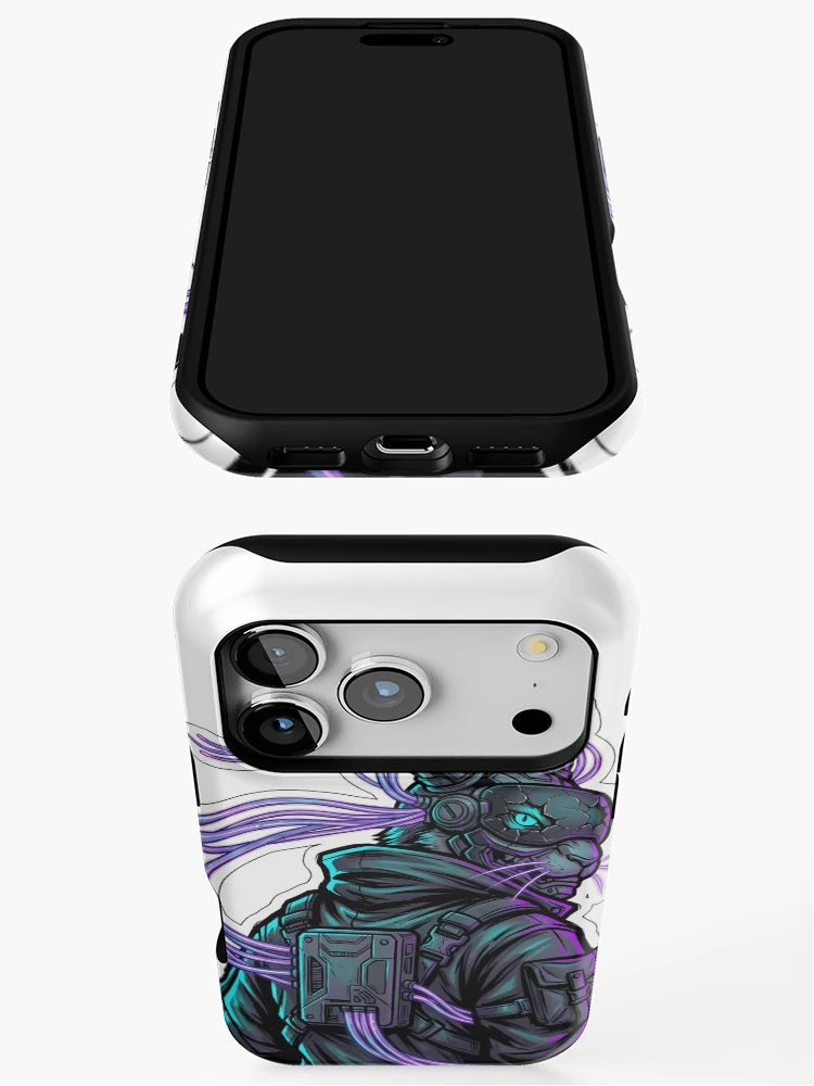 Thumbnail 3 of 4, iPhone Case, Agile Cyber Rabbit Digital Ink designed and sold by Ink-Silicon.