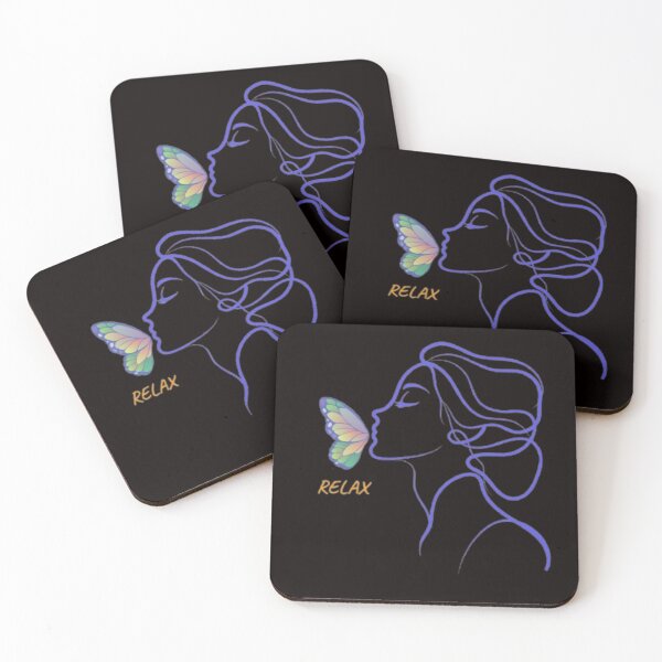 Item preview, Relax Blue Line Art Woman Butterfly Mindfulness Meditation designed and sold by SOLIORA  ATELIER.