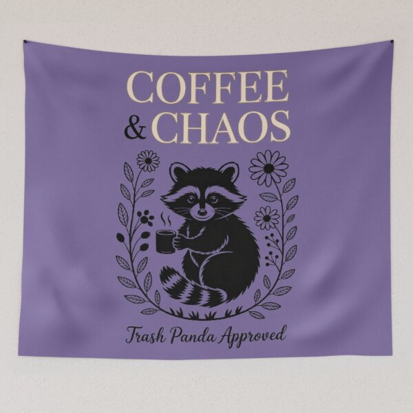 Item preview, Coffee & Chaos Trash Panda Approved Raccoon Floral Cute Funny Coffee Gift designed and sold by Syrupulse.