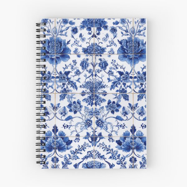 Item preview, Royal Delft Blue Ink Flowers Branches Tile Pattern designed and sold by GrinGalore.
