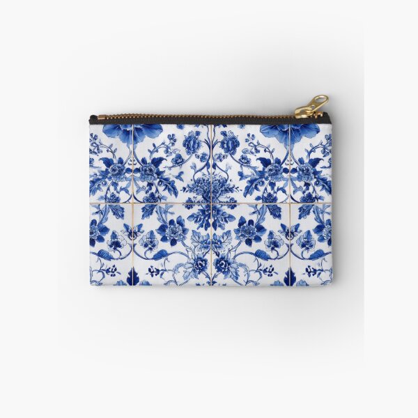 Item preview, Royal Delft Blue Ink Flowers Branches Tile Pattern designed and sold by GrinGalore.