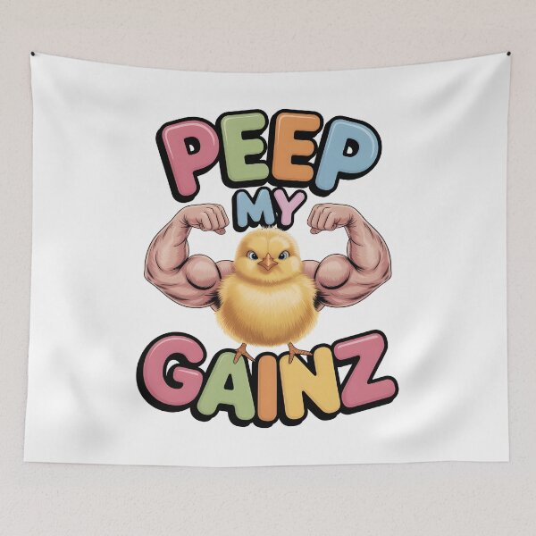 Item preview, Peep My Gainz Funny Muscular Chicken - Easter Gym Humor designed and sold by 404wearpl.
