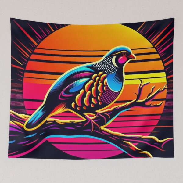 Item preview, Pop Art Partridge – Neon Sunset Bird designed and sold by Dogandesighn.