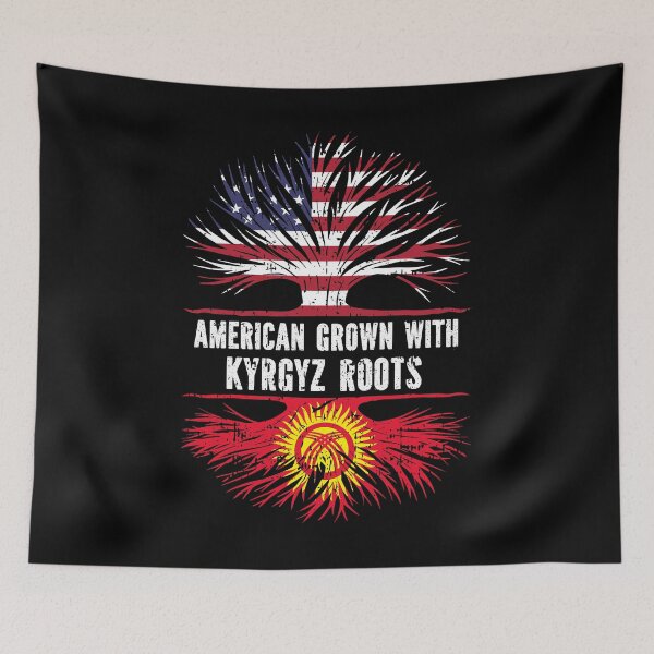 Item preview, American Grown with Kyrgyz Roots USA Flag designed and sold by CosmoKitsch.