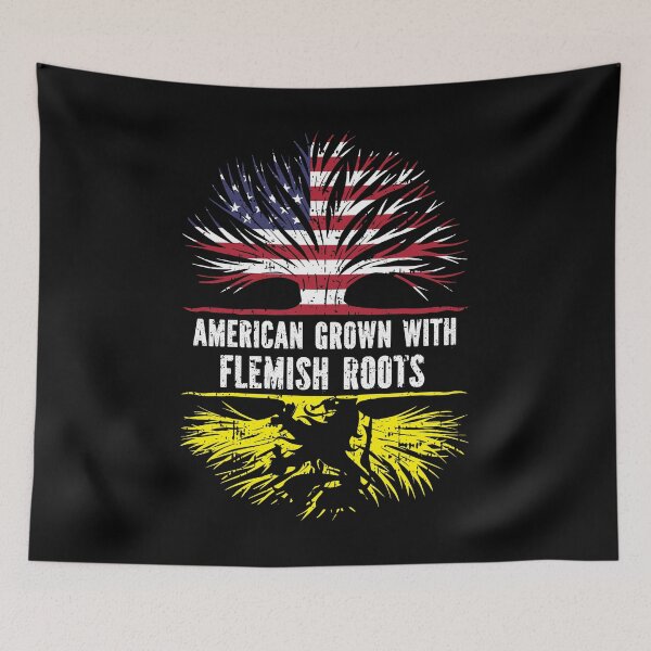 Item preview, American Grown with Flemish Roots USA Flag designed and sold by CosmoKitsch.