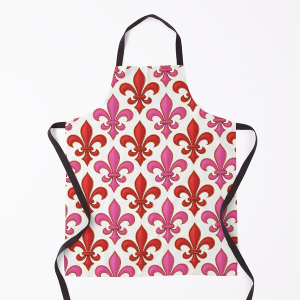 Item preview, Red Pink Fleur-de-lis Design On White Background designed and sold by PatternTitan.