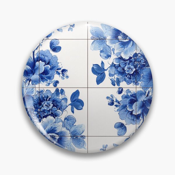 Item preview, Royal Delft Blue Ink Blue Flowers Tile Pattern designed and sold by GrinGalore.