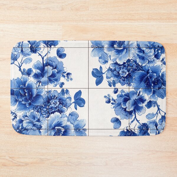 Item preview, Royal Delft Blue Ink Blue Flowers Tile Pattern designed and sold by GrinGalore.