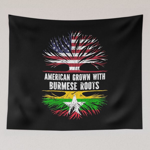 Item preview, American Grown with Burmese Roots USA Flag designed and sold by CosmoKitsch.