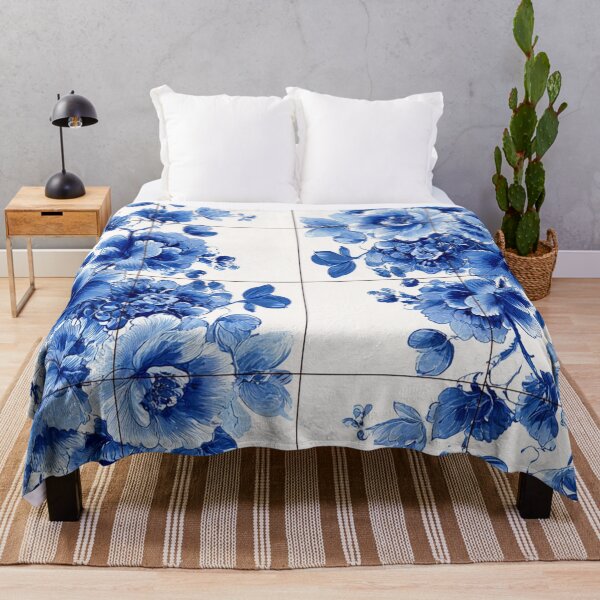 Item preview, Royal Delft Blue Ink Blue Flowers Tile Pattern designed and sold by GrinGalore.
